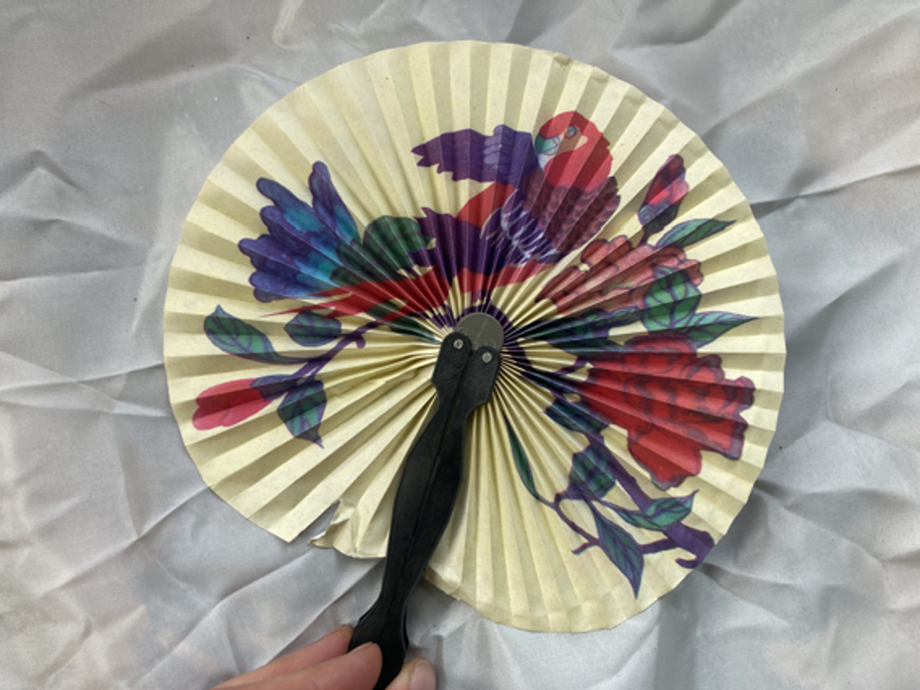 Vintage paper hand fan - props 