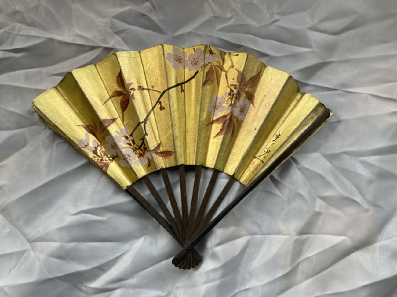 Vintage paper hand fan - props