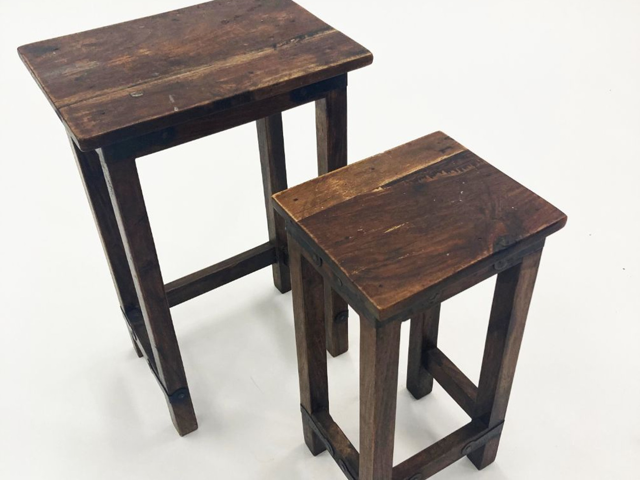 Vintage wooden prop stools set