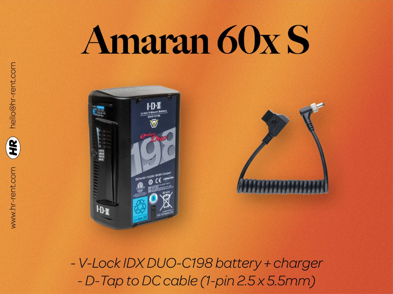 V-lock battery 200wh + d-tap to dc cable (aputure amaran)