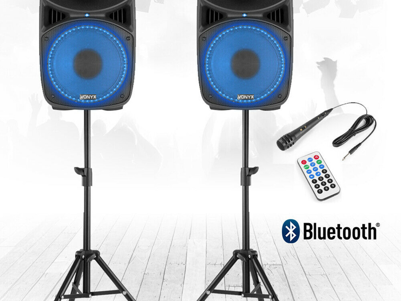 Vonyx 12" active pa system 800w with stands