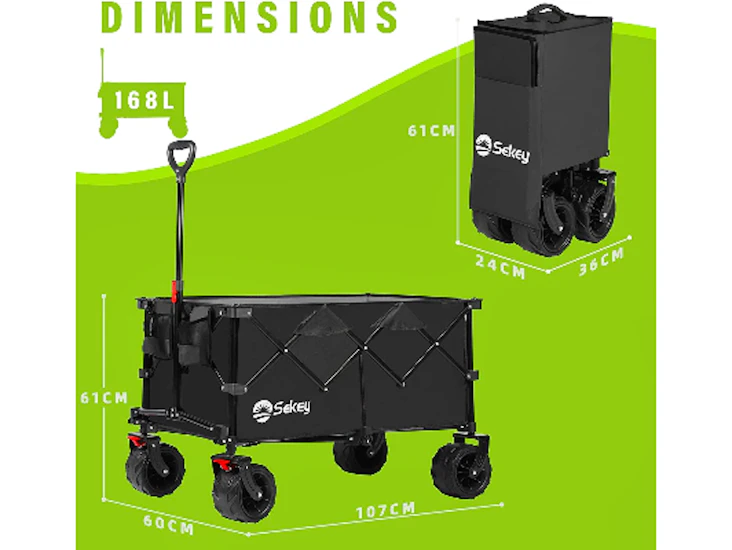 Wagon cart (foldable) trailer / trolley - 200l capacity | 120kg load capacity