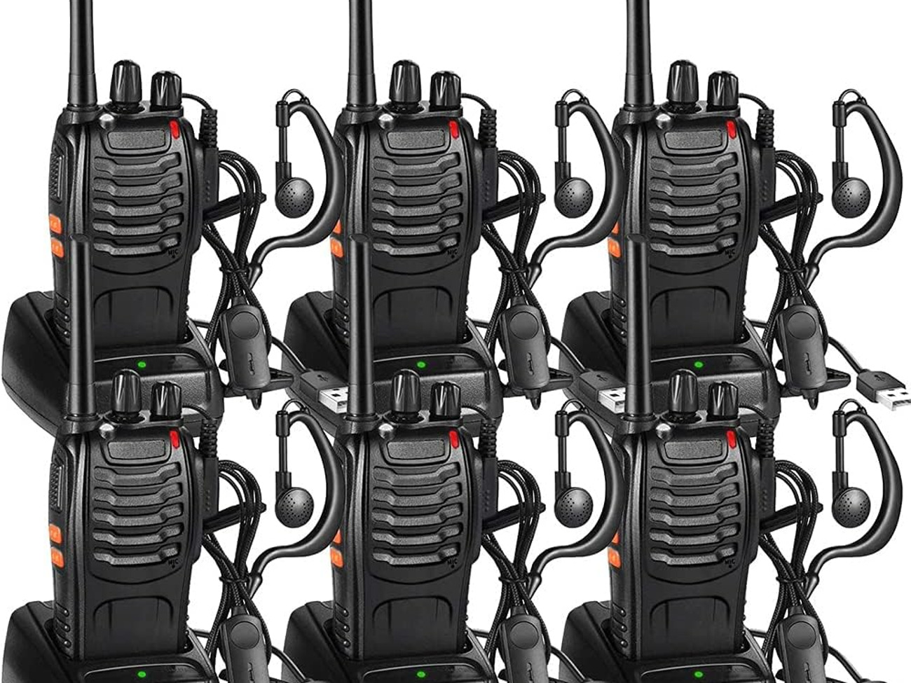 Rechargeable walkie-talkies, set of 6