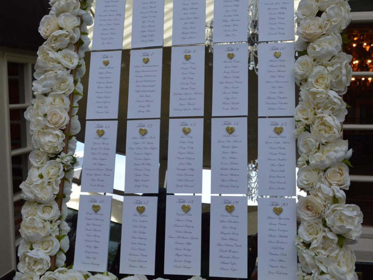 Wedding floral mirror seating plan 