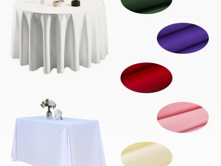 White seamless polyester round / rectangle tablecloth