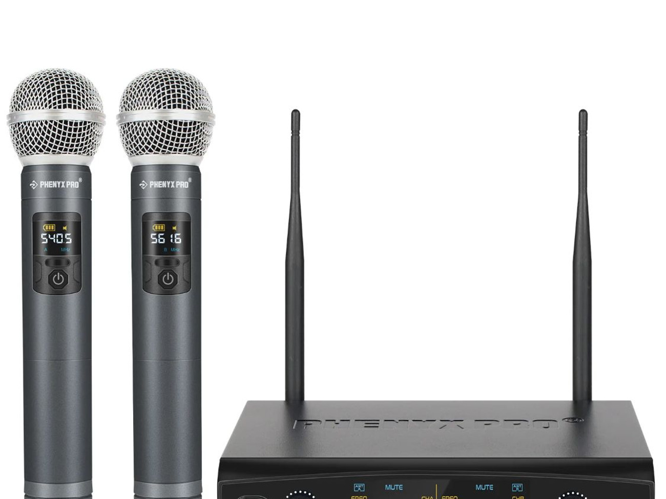 Professional wireless handheld microphone system - two mics