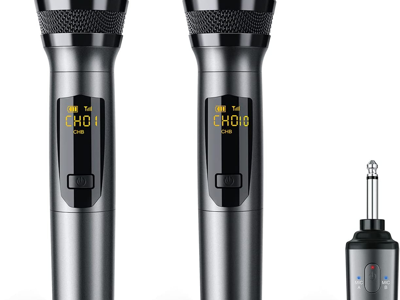Wireless microphone battery powered system - two microphones