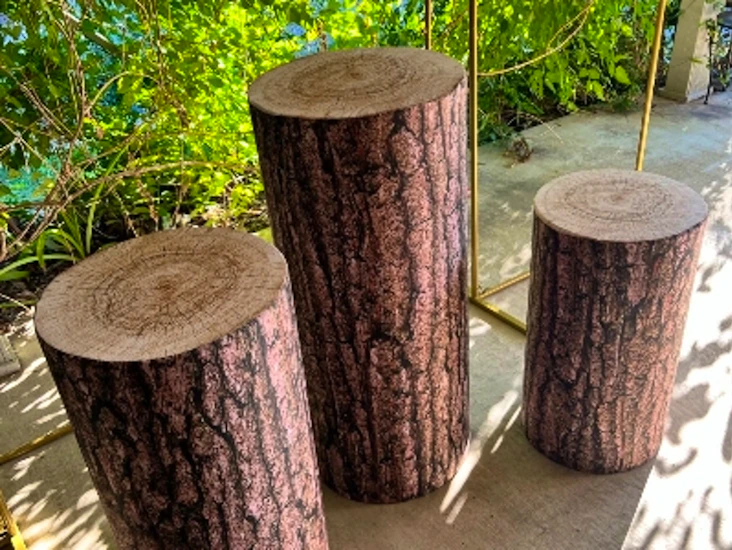 Wood cylinder wooden plinth pedestals for birthday party