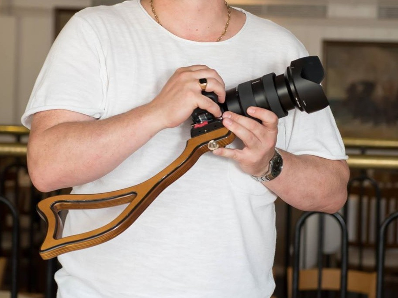 Wood handheld video stabilizer