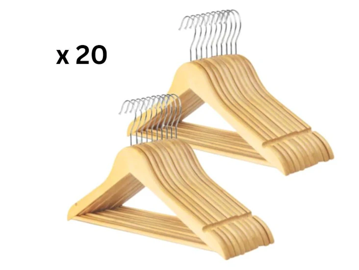Wooden hangers - set of 20 clothing hangers/ coat hangers
