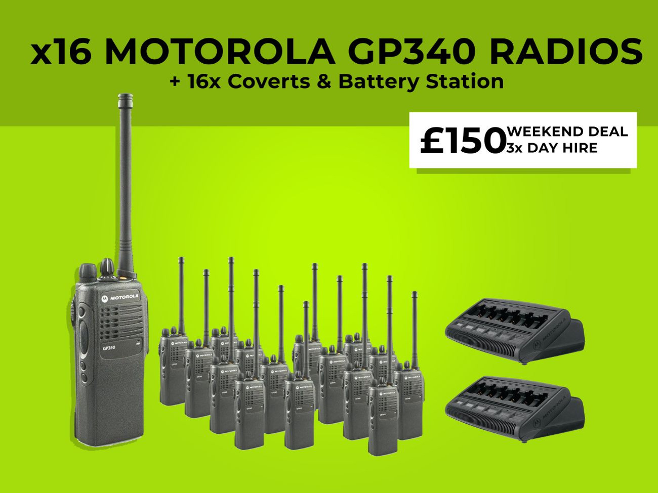 X16 motorola gp340 production radios walkie talkies kit