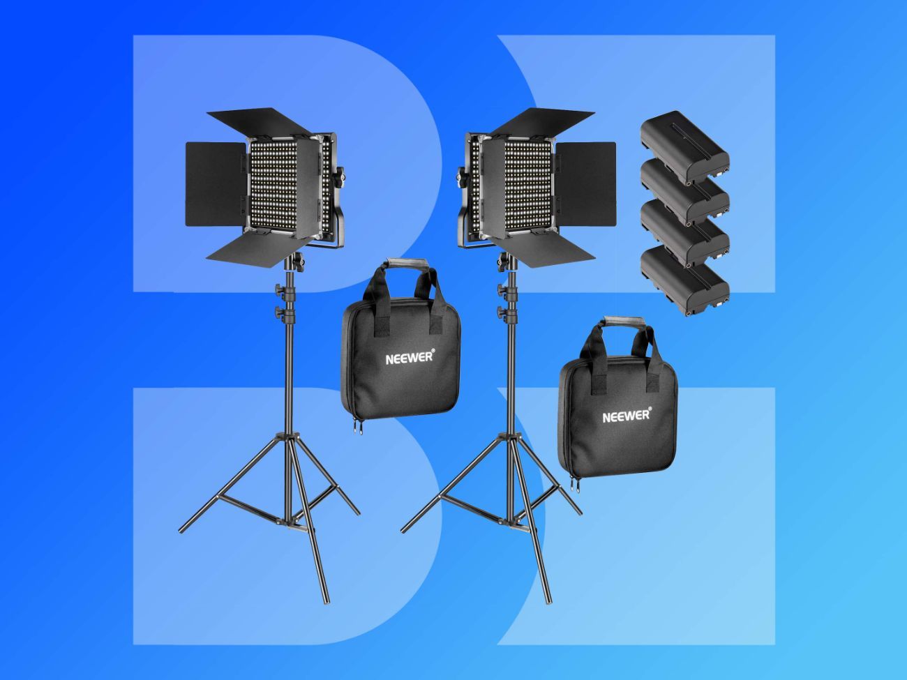 X2 neewer bi-color 660 led video lights + 2 batteries