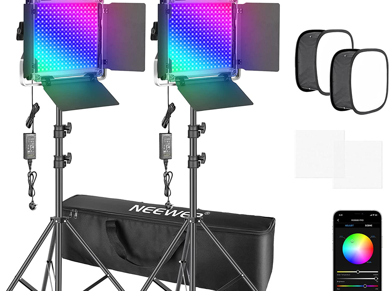 X2 neewer rgb 660 pro - full colour lighting kit (nw3)