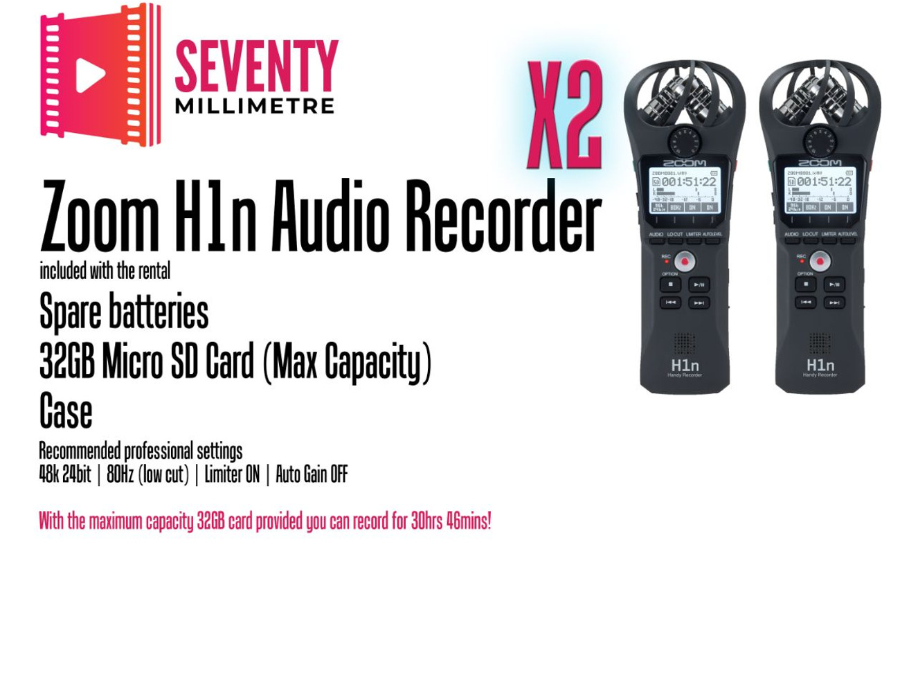 X2 zoom h1n professional audio field recorders