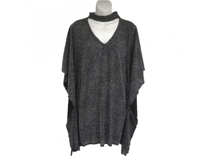 X252 1970's silver and black glitter blouse