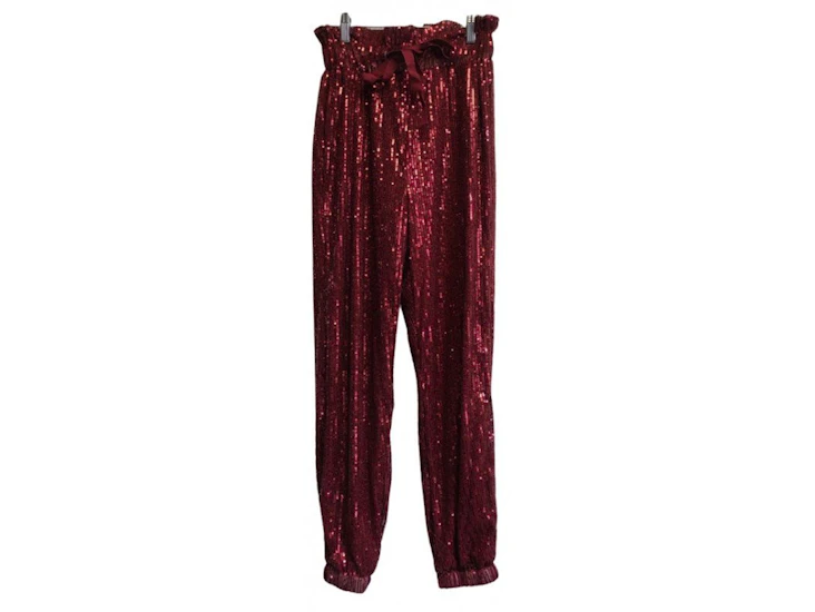 X253j sequin burgundy pants medium