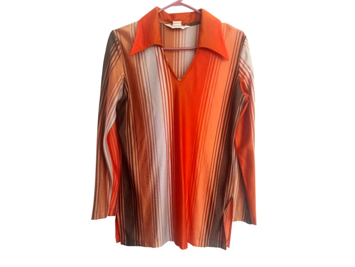 X95 1960's men's orange striped shirt