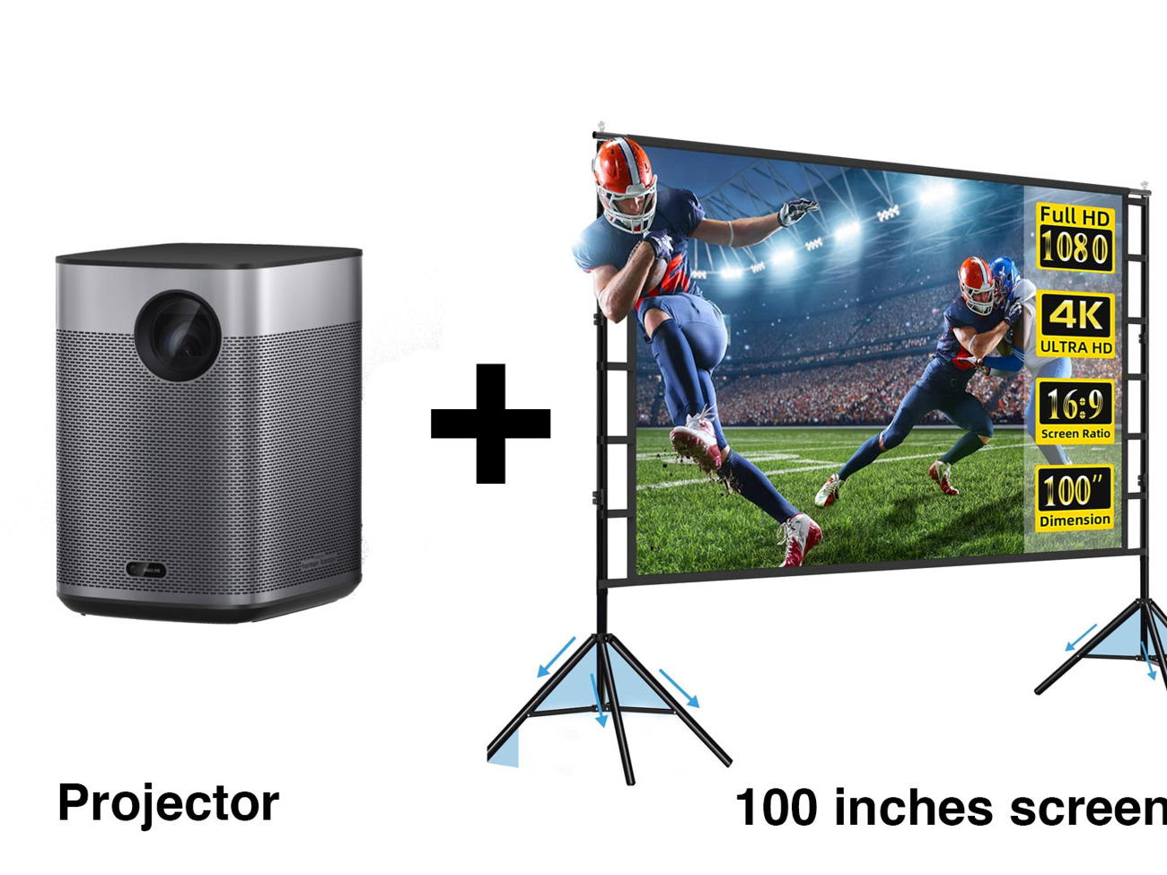 Xgimi halo+ portable projector + 100 inches screen
