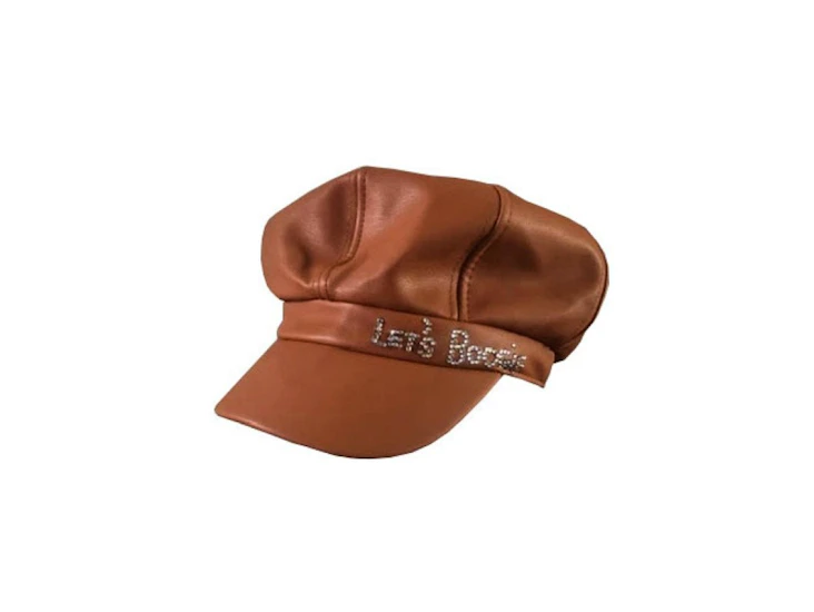 Z103 orange leather rhinestone disco newsboy cap