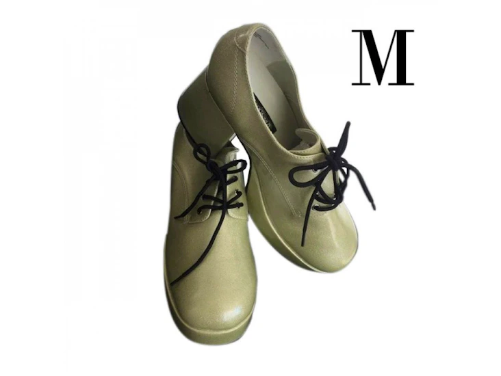 Z47e - gold shiny platform shoes rental - medium 10 - 11