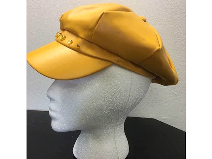 Z89 mustard pleather newsboy cap