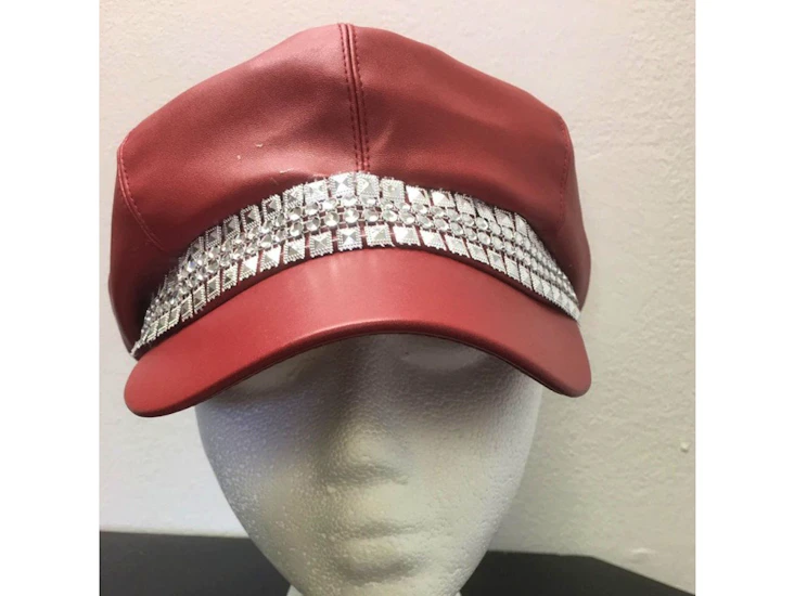 Z91 red pleather newsboy cap