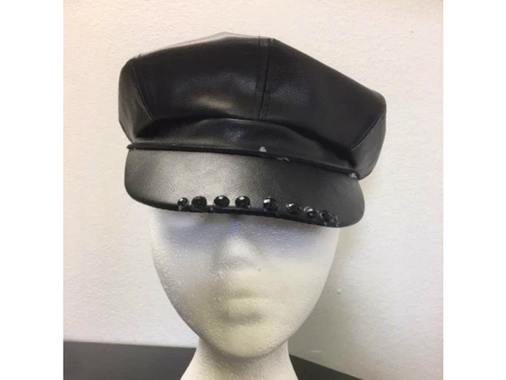 Z92 black pleather bling newsboy cap