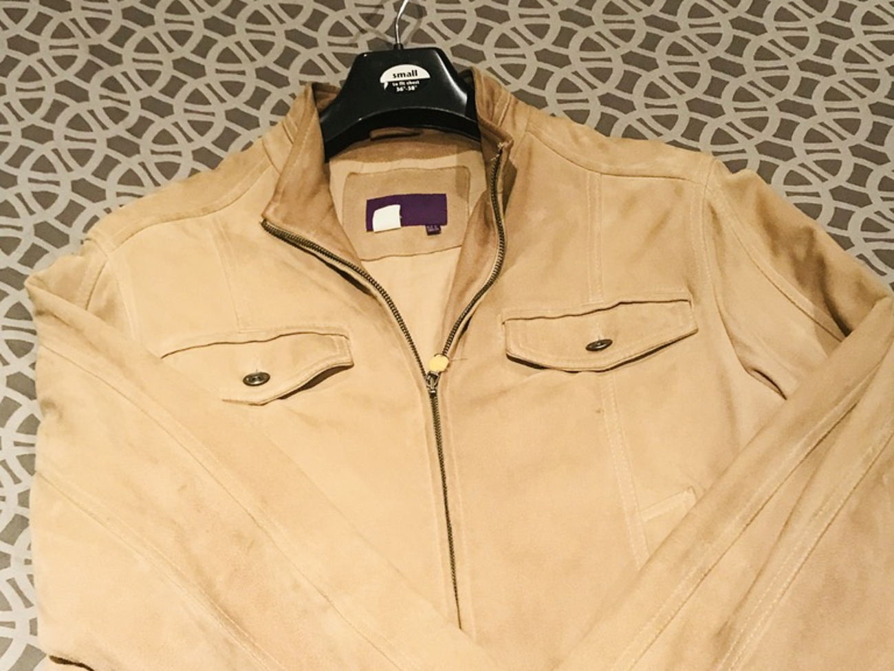 Zara mens suede jacket - beige - size medium