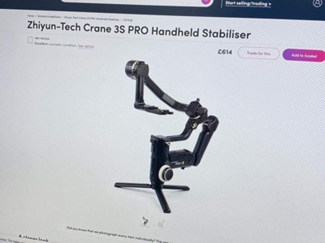 Zhiyun-tech crane 3s handheld stabiliser 