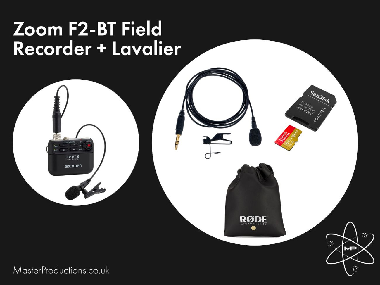 Zoom f2-bt field recorder with bluetooth and lavalier mic