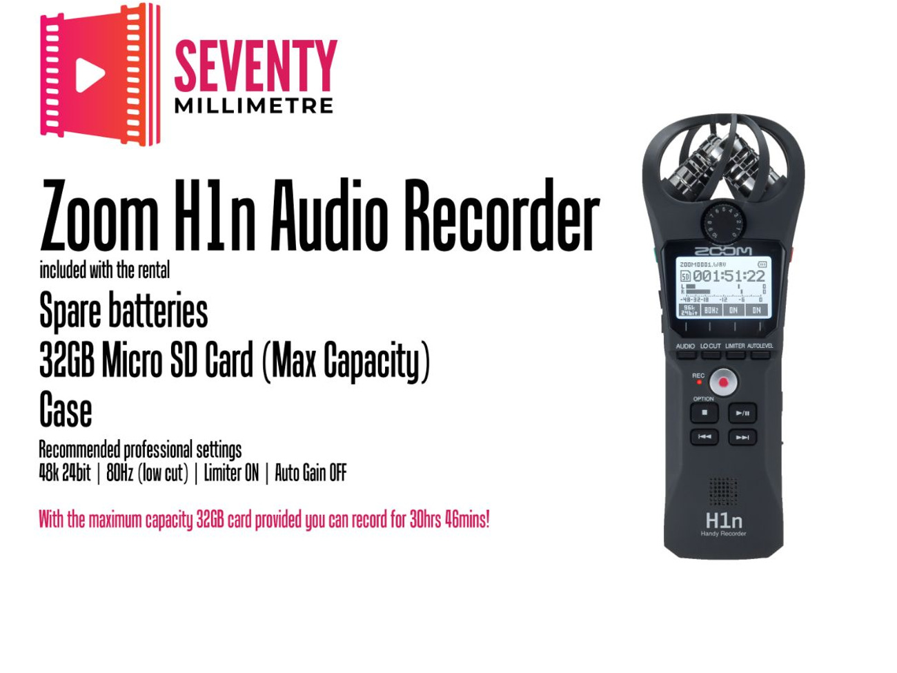 Zoom h1n professional audio field recorder