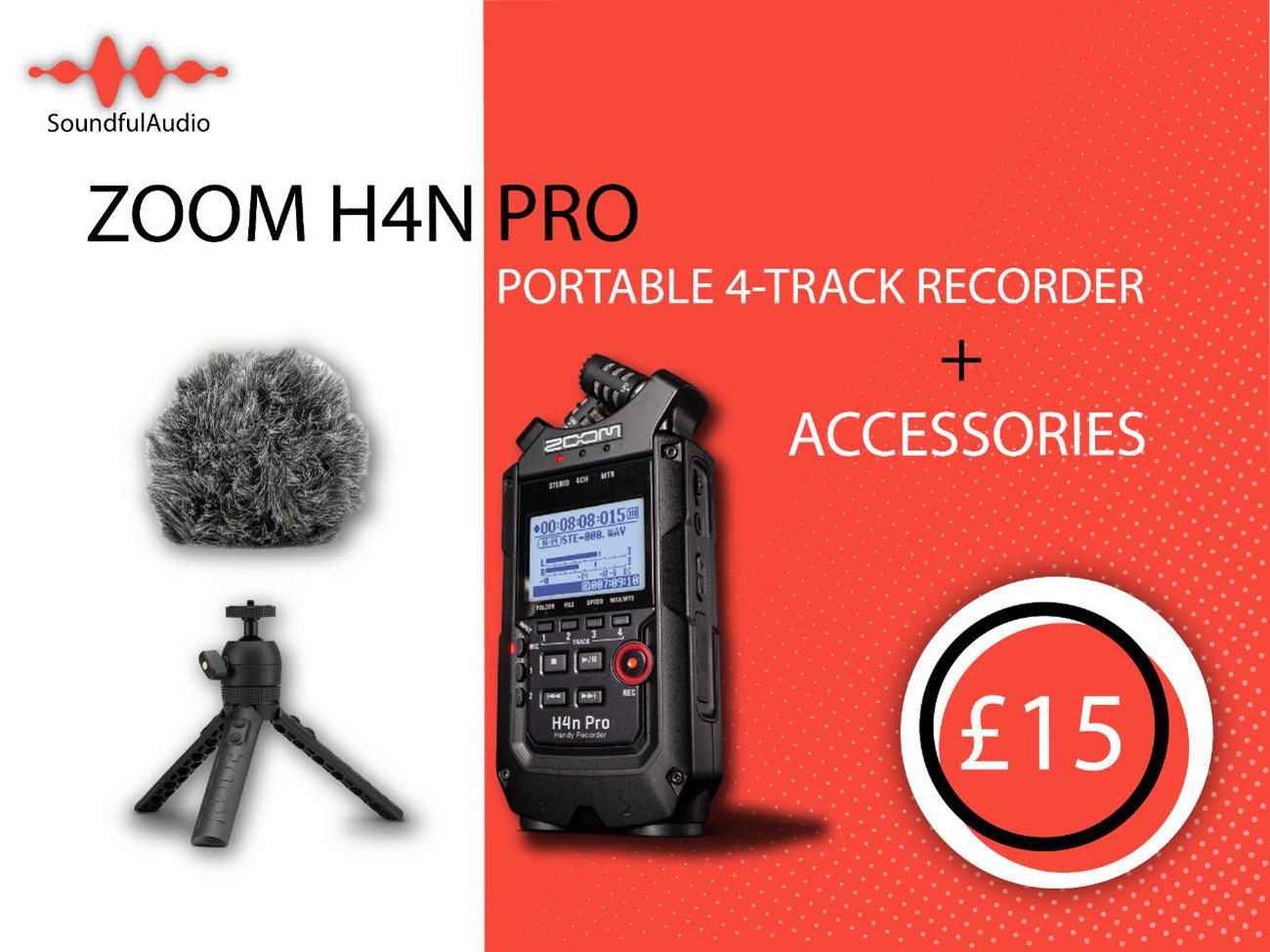Zoom h4n pro black portable recorder and accessories 