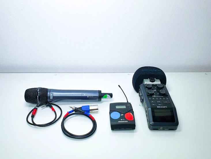 Zoom h6n recorder + sennheiser g3 handheld microphone + g3 rec
