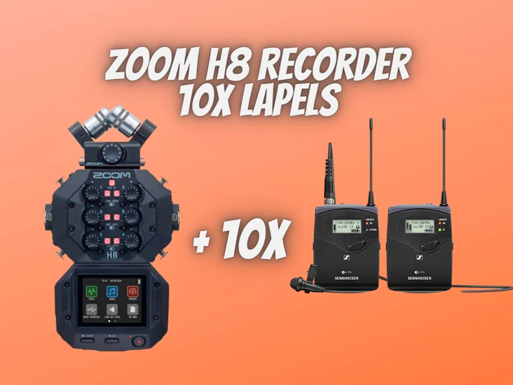 Zoom h8 portable handy recorder + 10x lapel mic sets