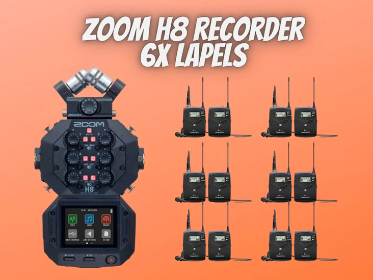 Zoom h8 portable handy recorder + 6x lapel mic sets