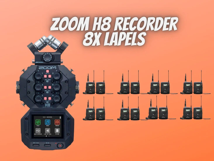 Zoom h8 portable handy recorder + 8x lapel mic sets