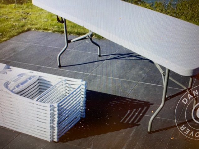 Bordspaket 60 gäster 10  fällbara bord 60 fällbara stolar