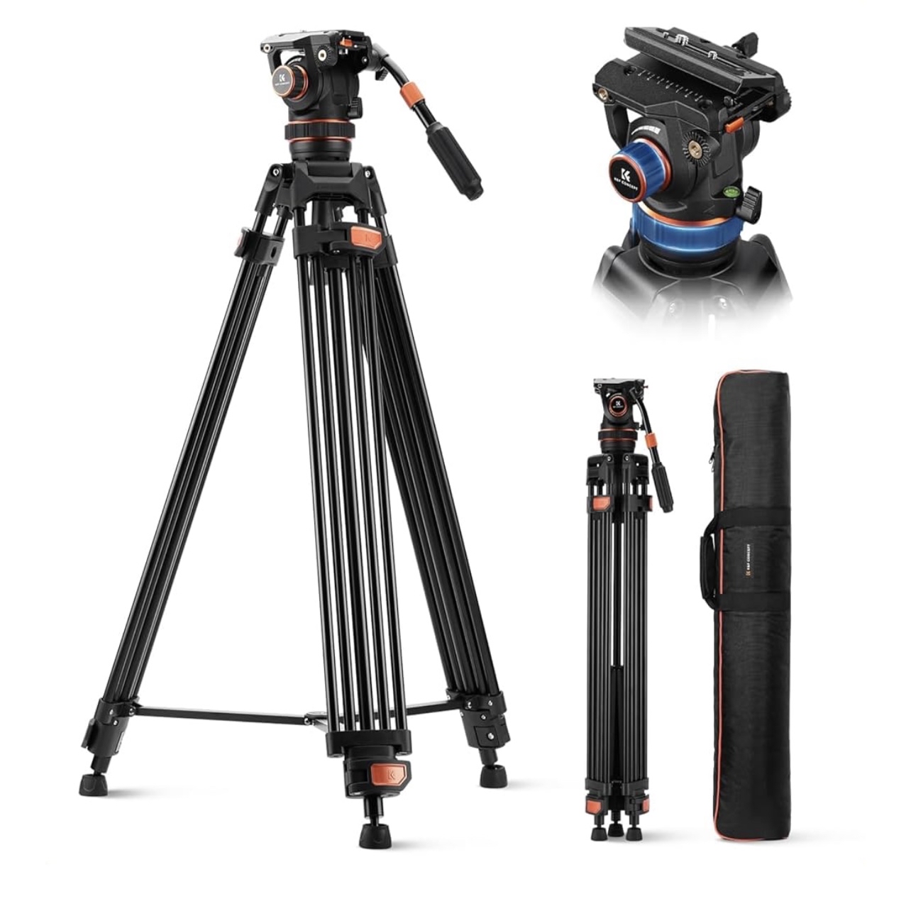 Video tripod with fluid head