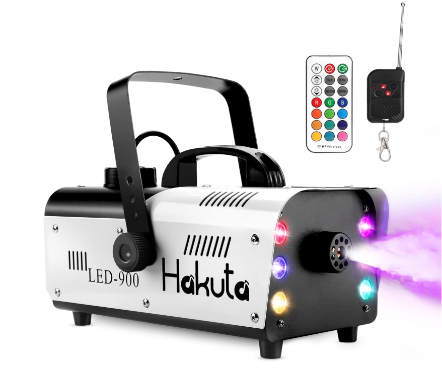 Hakuta 900w fog machine with 6 led lights, with 2 wireless remote controls