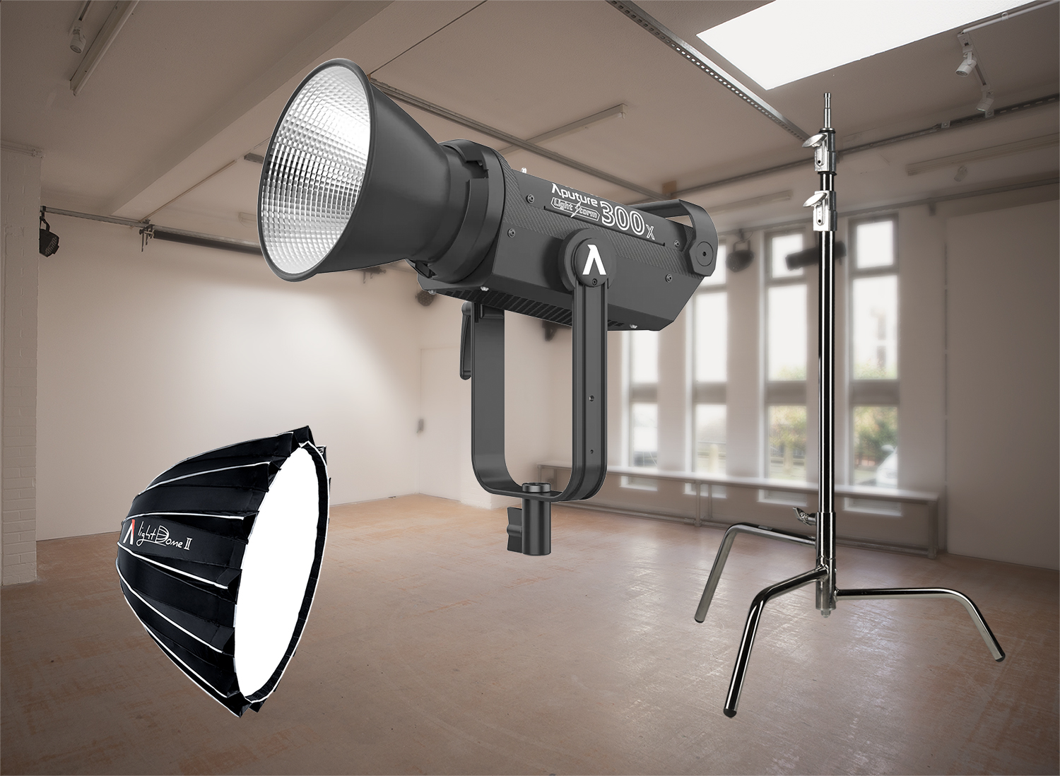 Aputure ls 300x bi-colour video light – with lightdome and c-stand
