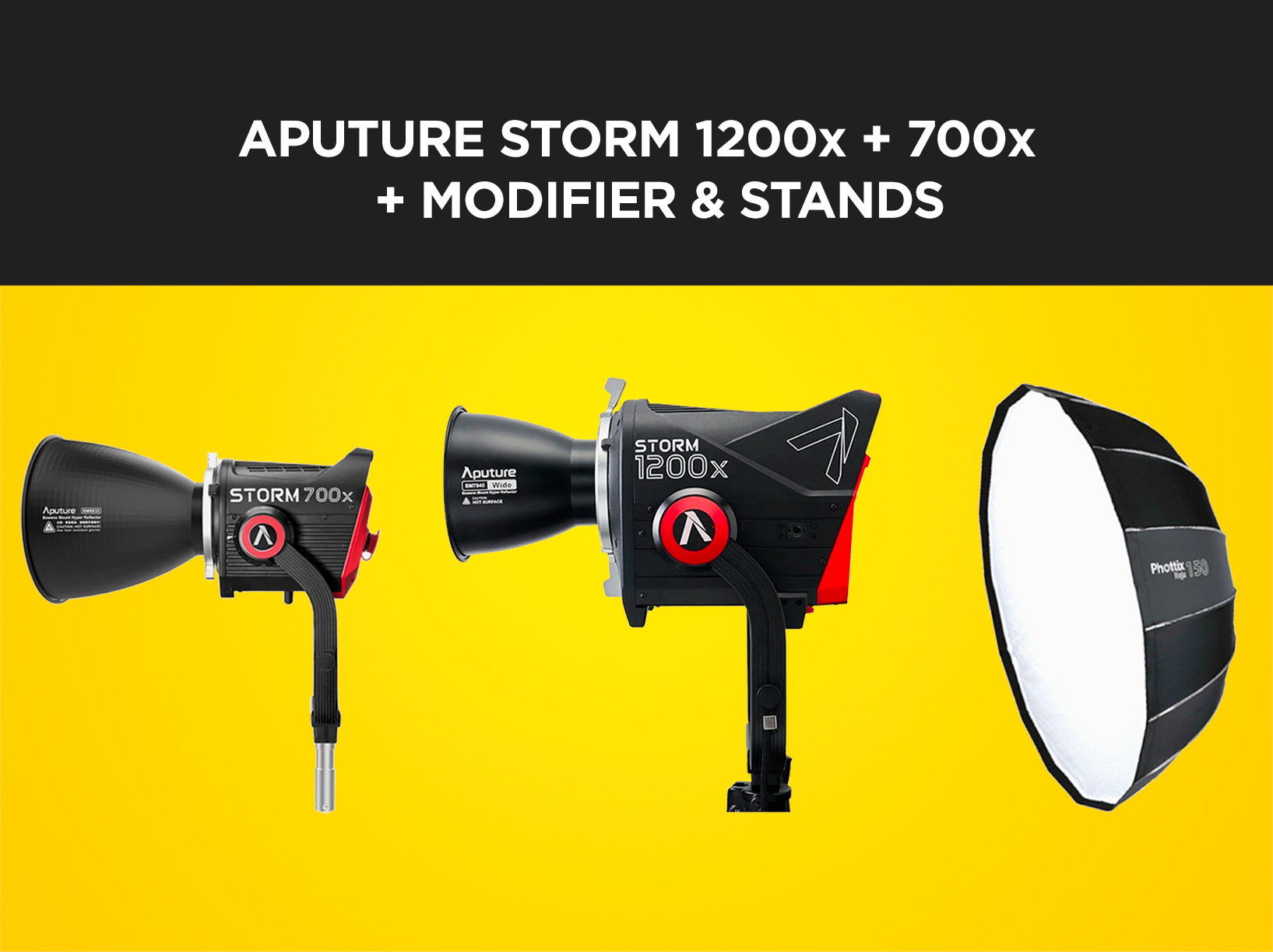 Aputure storm 1200x + 700x + modifier + stands