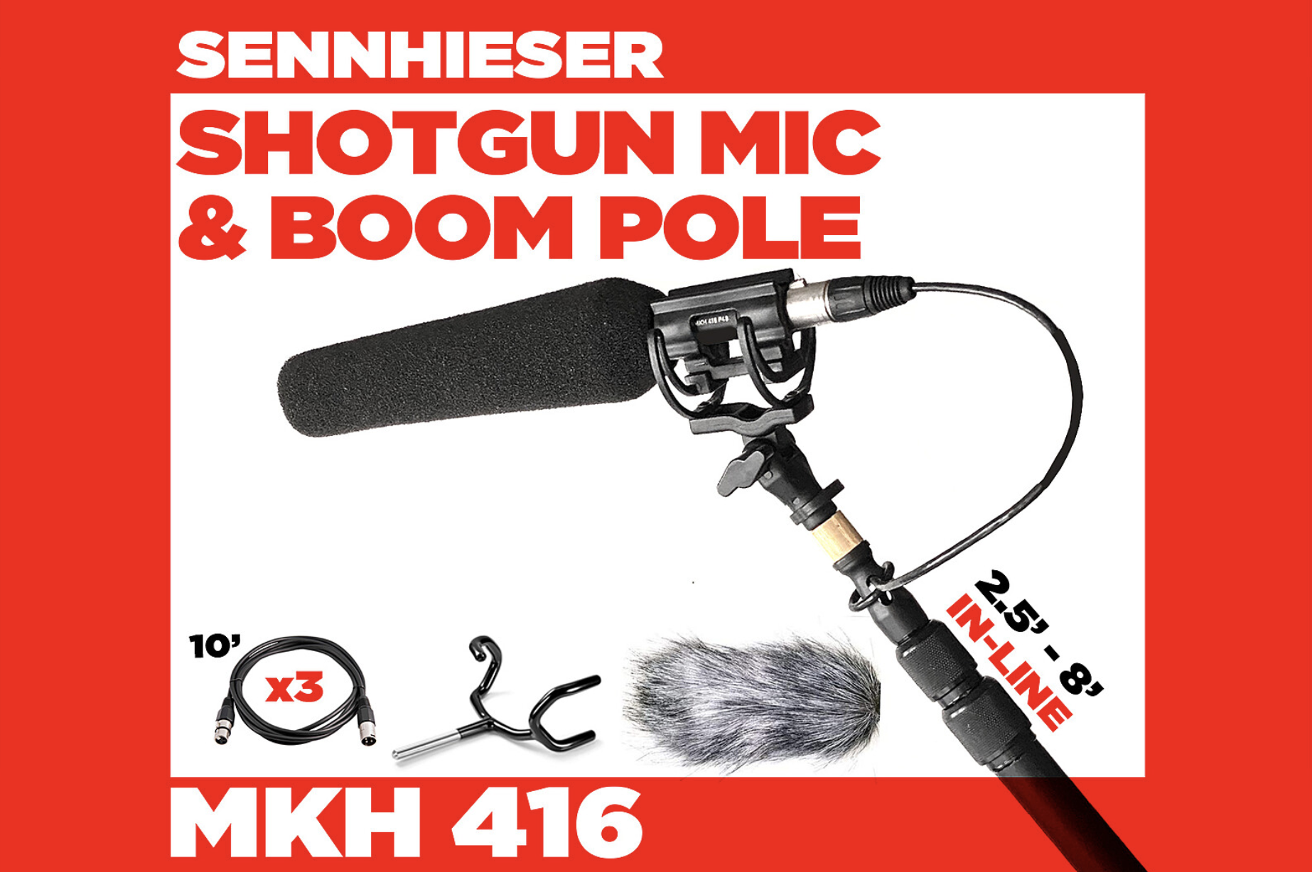 Rent Sennheiser mkh 416 Shotgun Microphone w/Boom Pole \u0026 Shock Mount from  Eric B for $21 - 40/day, image size:1071x803