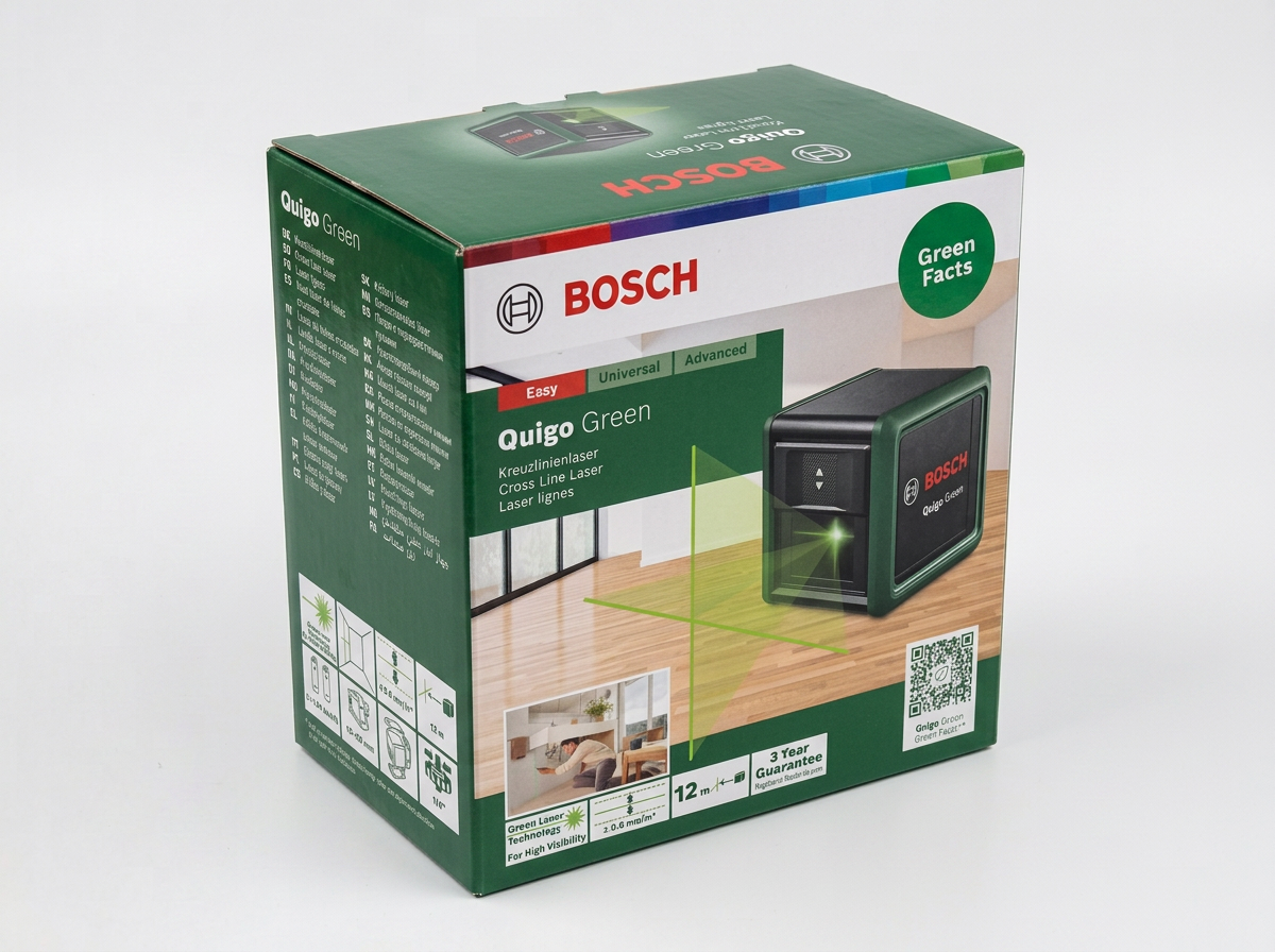 Oanvänd bosch quigo krysslaser / linjelaser (inkl. stativfäste)