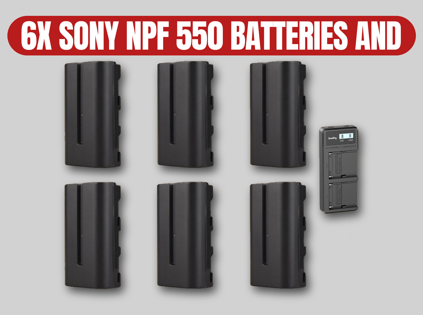 Sony np-f 550 battery kit | 6x batteries / charger / power
