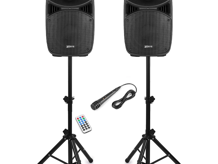 Vonyx vps102a 10" active pa dj speakers with bluetooth stands & bags