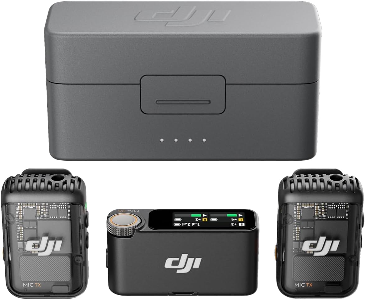 Dji mic 2, wireless lavalier microphone, noise cancelling, 48khz 32-bit float internal recording