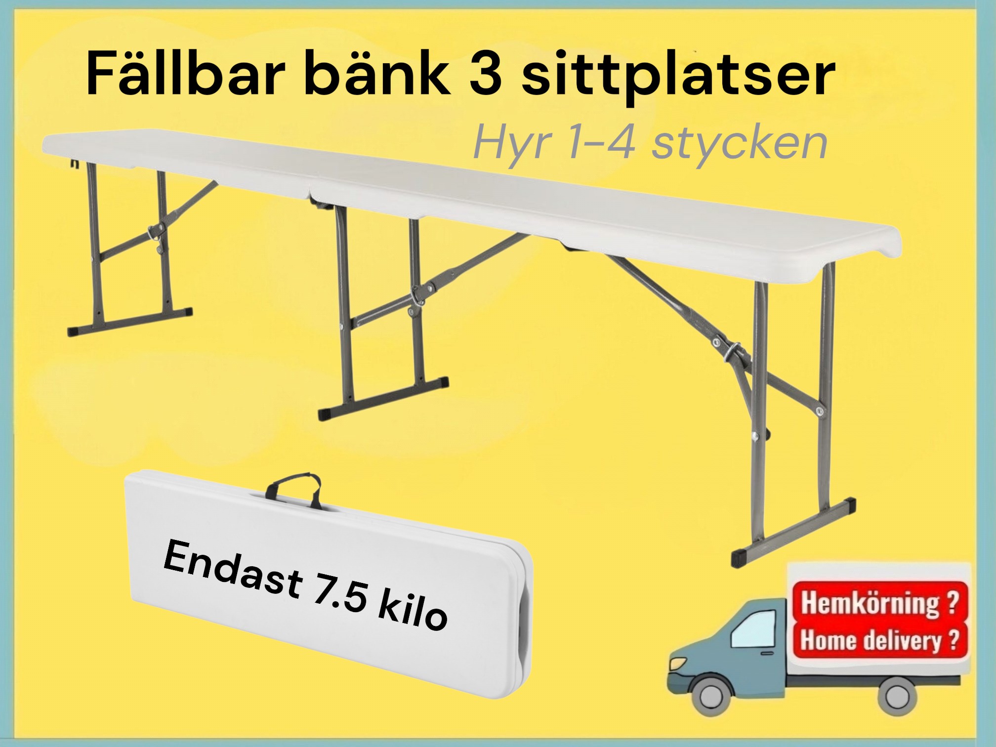 Bänkar 3 platser per bänk upp till 4:a bänkar = 12 platser  fällbara sittbänkar