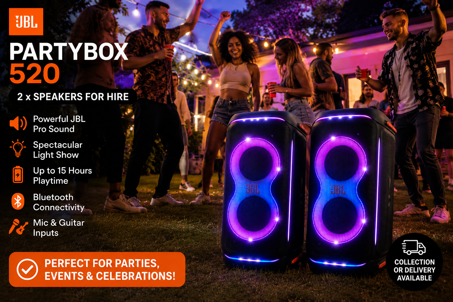 Jbl partybox 520’s x2 