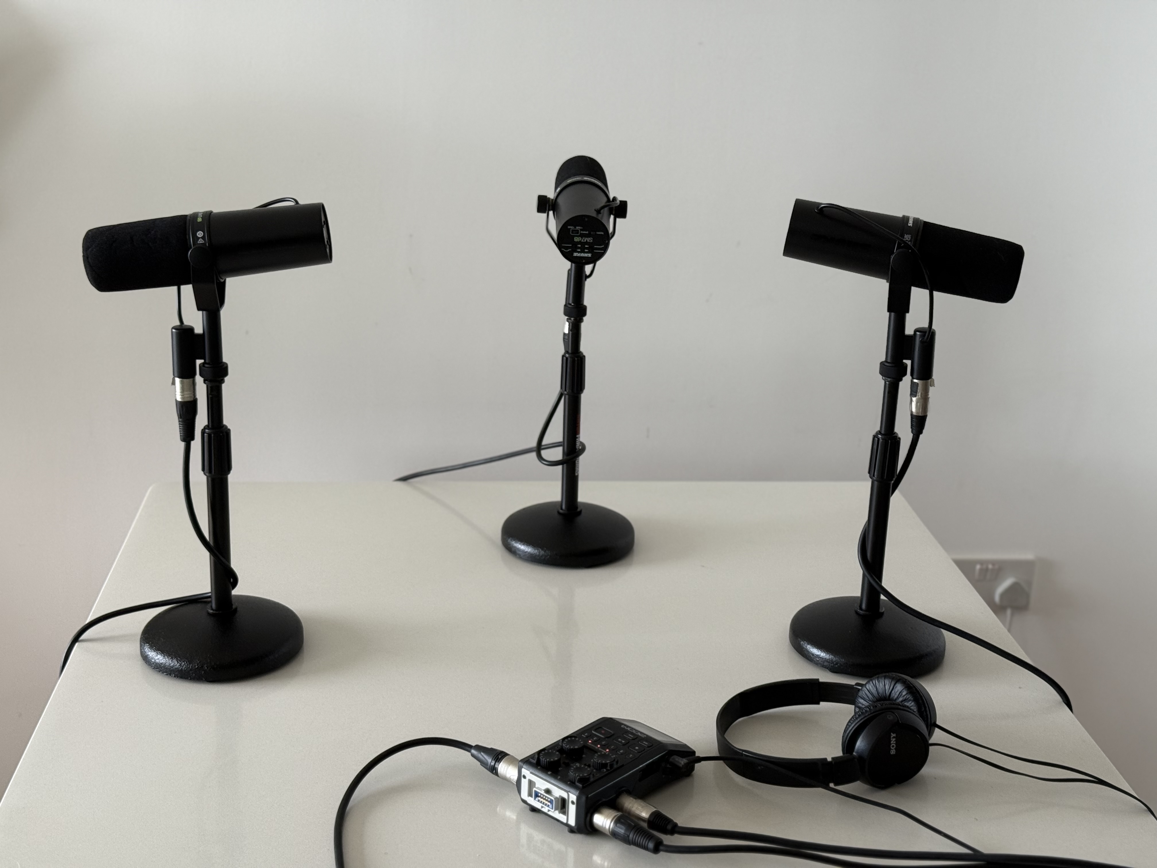 X3 podcast mics set up 