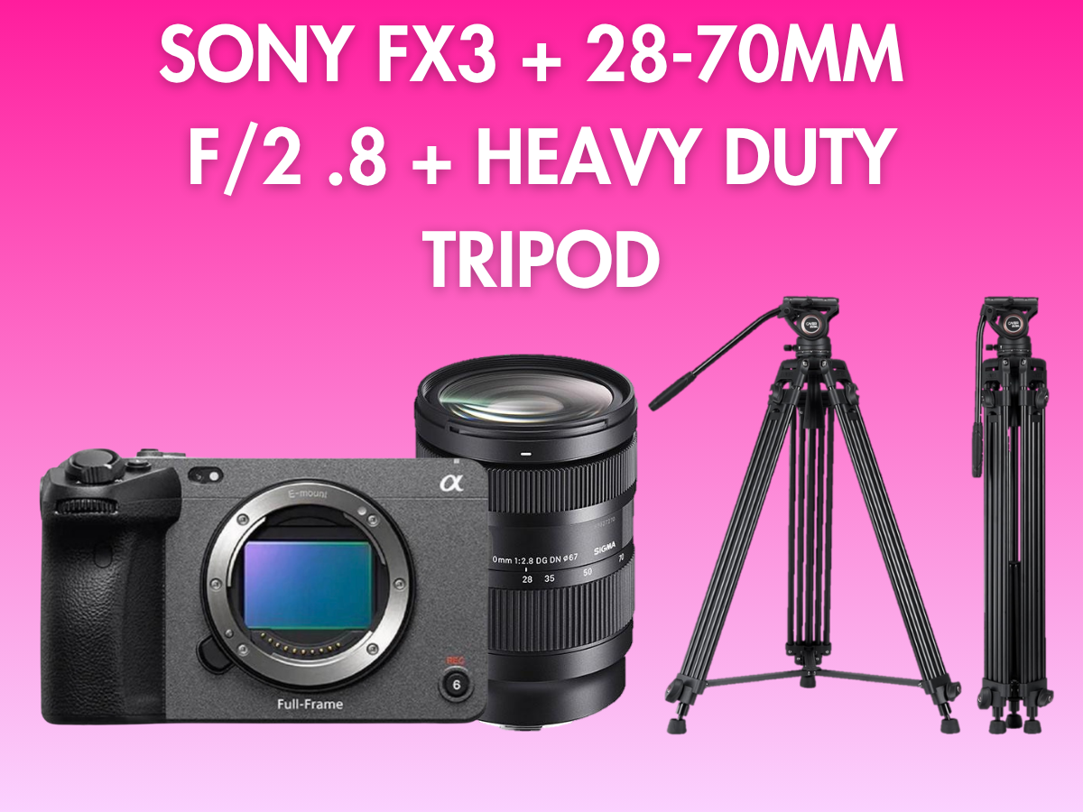 Sony fx3 + 28 - 70mm f/2.8lens + tripod  + dji mini mic 2